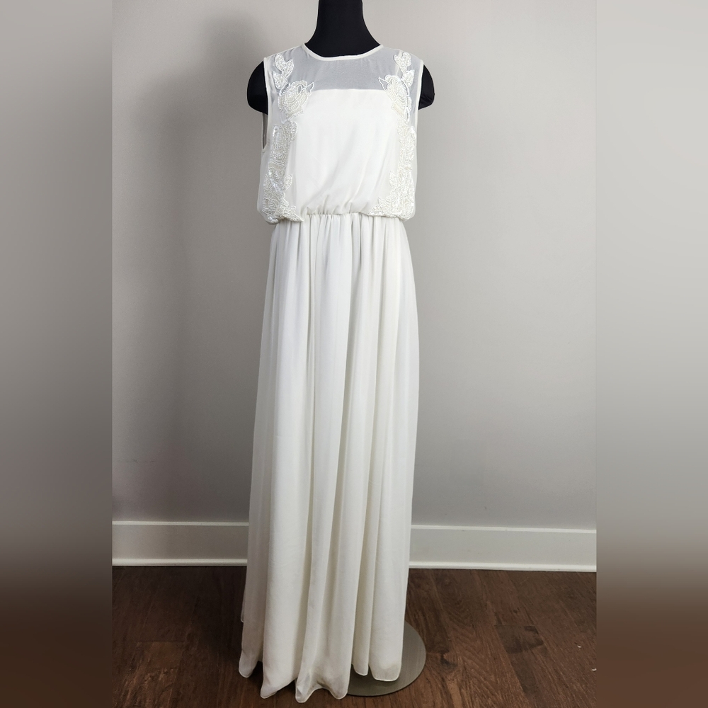 NWT ASOS Ivory Sheer Top Beaded Wedding Dress